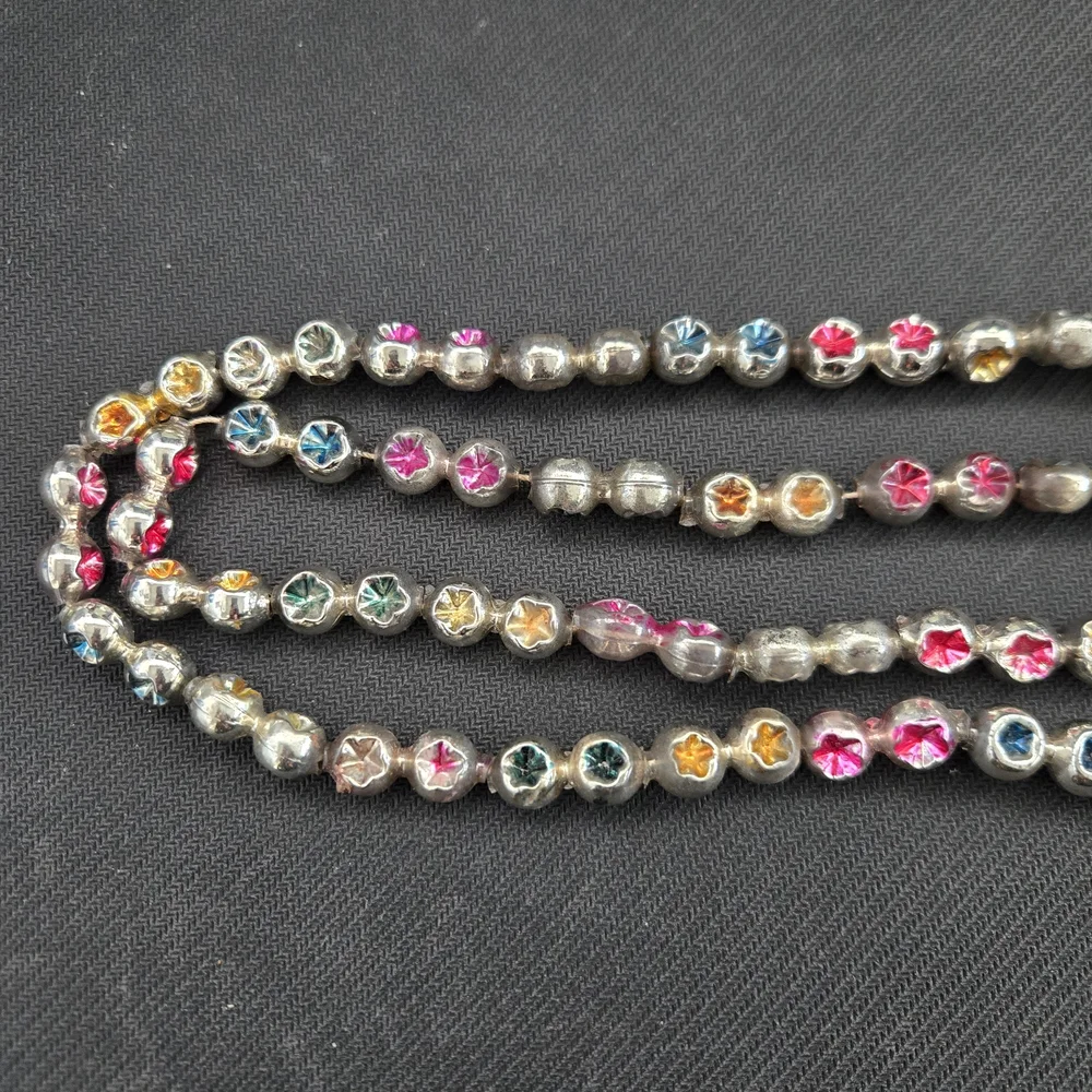 Vtg Mercury Glass 8ft (96") Christmas Beads Double Indent Multicolor Garland - Picture 4 of 9